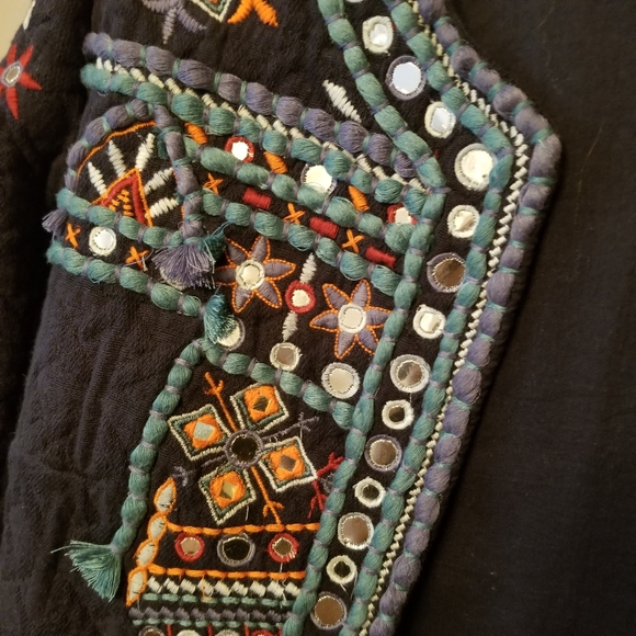 Vintage Temperance Navy Blue Quilted Jewelled Blazer, Size M - Picture 3 of 12